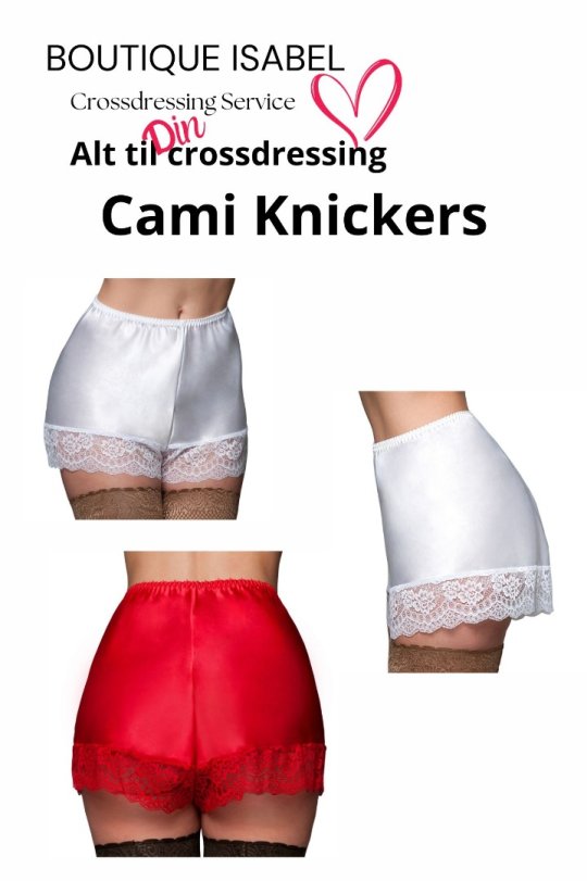 Cami Knickers. Satin i rød eller hvid. S-XL