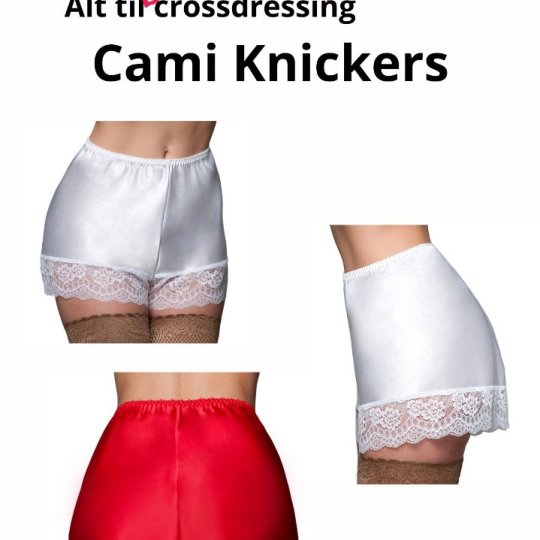Cami Knickers. Satin i rød eller hvid. S-XL